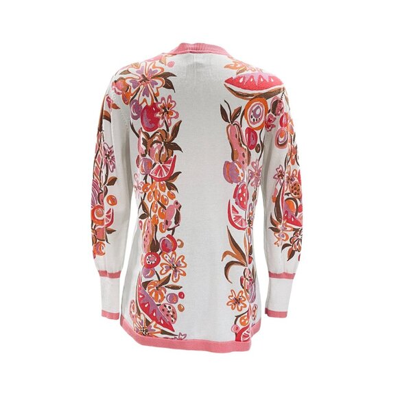 Bob Mackie Wearable Art Fruit Print Cardigan Small Vintage Y2K Grandma Core Retr - Picture 10 of 10